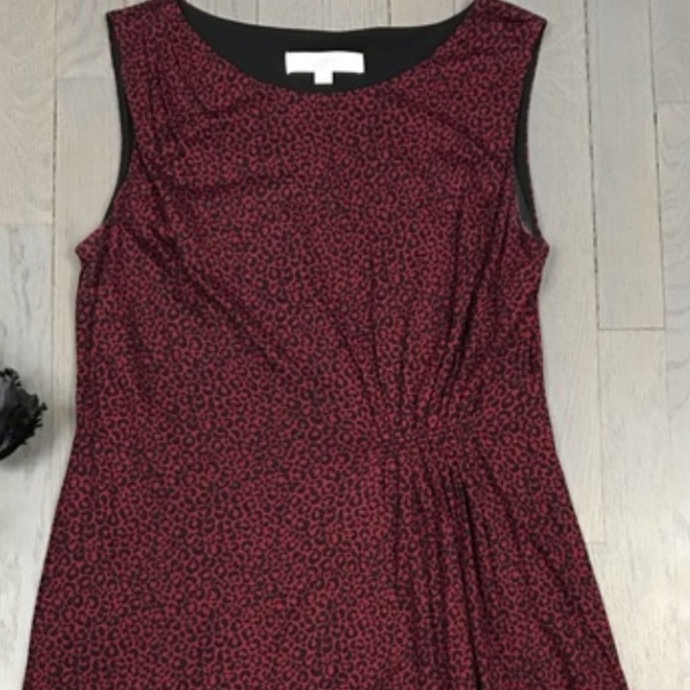 LOFT Red/Burgandy Leopard Animal Print Sleeveless Dress